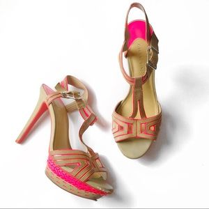 Gianni Bini Pink braided strappy stiletto heels